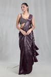 Samyukta Singhania_Magenta Banglorian Silk Embellished Metallic Pre-draped Saree With Blouse _Online_at_Aza_Fashions