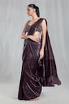 Buy_Samyukta Singhania_Magenta Banglorian Silk Embellished Metallic Pre-draped Saree With Blouse _Online_at_Aza_Fashions