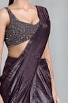 Buy_Samyukta Singhania_Magenta Banglorian Silk Embellished Metallic Pre-draped Saree With Blouse 