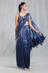 Samyukta Singhania_Blue Banglorian Silk Embellished Textured Metallic Pre-draped Saree With Blouse _at_Aza_Fashions