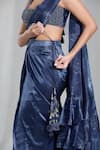 Buy_Samyukta Singhania_Blue Banglorian Silk Embellished Textured Metallic Pre-draped Saree With Blouse 