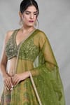 Buy_Samyukta Singhania_Multi Color Blouse Silk Embroidery Sequin V Royal Mahal Banarasi Lehenga Set_Online_at_Aza_Fashions