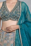 Shop_Samyukta Singhania_Multi Color Blouse Silk Embroidery Sequin V Royal Darbar Banarasi Lehenga Set _Online_at_Aza_Fashions