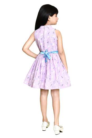 Petite Pomme_Purple Cotton Ruffles Dove Print Dress _Online_at_Aza_Fashions