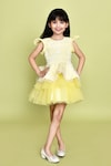 Shop_Banana Bee_Yellow Neoprene Embroidery Sequins Prima Donna Sunshine Dress_Online_at_Aza_Fashions