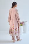Shop_ta’assur_Pink Mul Chanderi Print Flora V Neck Kurta Pant Set _at_Aza_Fashions