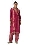 Payal Pratap_Fuchsia Angarkha Matka Silk Embroidered Akilah Kurta With Salwar  _at_Aza_Fashions