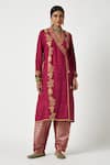 Buy_Payal Pratap_Fuchsia Angarkha Matka Silk Embroidered Akilah Kurta With Salwar  _at_Aza_Fashions