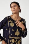 Buy_Payal Pratap_Blue Kurta Matka Silk Embroidered Thread Notched Layla With Salwar  