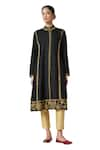 Buy_Payal Pratap_Black Kurta Matka Silk Embroidered Thread Karyme Jacket With Pant  _Online_at_Aza_Fashions