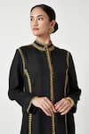 Buy_Payal Pratap_Black Kurta Matka Silk Embroidered Thread Karyme Jacket With Pant  