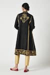 Shop_Payal Pratap_Black Kurta Matka Silk Embroidered Thread Karyme Jacket With Pant  _at_Aza_Fashions