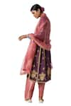 Buy_Payal Pratap_Purple Kurta Matka Silk Embroidered Thread Round Zaina Set  _Online_at_Aza_Fashions