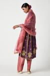 Shop_Payal Pratap_Purple Kurta Matka Silk Embroidered Thread Round Zaina Set  _at_Aza_Fashions