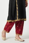 Buy_Payal Pratap_Black Kurta Matka Silk Embroidered Thread Notched Round Ishtar Set  _Online_at_Aza_Fashions