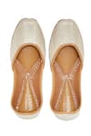 Shop_House of Kosha_Silver Sequins Sahiba Hand Embroidered Leather Juttis _at_Aza_Fashions