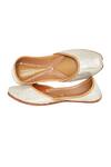 House of Kosha_Silver Sequins Sahiba Hand Embroidered Leather Juttis _Online_at_Aza_Fashions