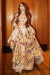 Buy_Rohit Bal_Ivory Chanderi Silk Lining Cotton Embroidered Bridal Lehenga Set  _at_Aza_Fashions