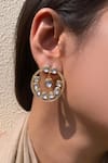Shop_Zeeya Luxury Jewellery_White Polki Lina Embellished Earrings_Online_at_Aza_Fashions