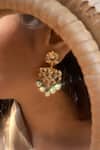 Zeeya Luxury Jewellery_White Polki Dina Embellished Earrings_Online_at_Aza_Fashions