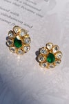 Zeeya Luxury Jewellery_White Polki Embellished Studs _Online_at_Aza_Fashions