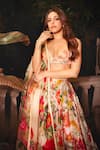 Buy_Rohit Bal_Ivory Organza And Cotton Print Buttercup Bloom Bridal Lehenga Set  