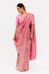 Buy_Naina Jain_Pink Silk Sukri Half Leheriya Saree With Unstitched Blouse Piece _at_Aza_Fashions