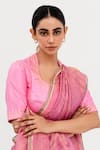 Shop_Naina Jain_Pink Silk Sukri Half Leheriya Saree With Unstitched Blouse Piece _Online_at_Aza_Fashions