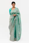 Naina Jain_Blue Silk Sukri Half Leheriya Pattern Saree With Unstitched Blouse Piece _Online_at_Aza_Fashions