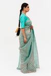 Buy_Naina Jain_Blue Silk Sukri Half Leheriya Pattern Saree With Unstitched Blouse Piece _Online_at_Aza_Fashions