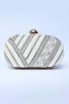 THE TAN CLAN_Silver Nalki Embroidered Clutch _Online_at_Aza_Fashions