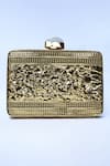 THE TAN CLAN_Gold Mother Of Pearl Riwayat Embellished Clutch _Online_at_Aza_Fashions