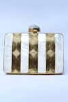 Shop_THE TAN CLAN_Gold Mother Of Pearl Riwayat Embellished Clutch _Online_at_Aza_Fashions