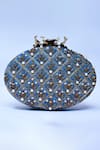 Buy_THE TAN CLAN_Blue Zardosi Zafraan Oval Shaped Embroidered Clutch _Online_at_Aza_Fashions