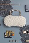 Shop_The Tan Clan_White Hand Embroidery Pearl Clutch_at_Aza_Fashions