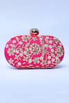 THE TAN CLAN_Pink Embroidery Baiza Zardozi Clutch _Online_at_Aza_Fashions