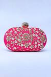 Shop_THE TAN CLAN_Pink Embroidery Baiza Zardozi Clutch _Online_at_Aza_Fashions