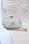 Shop_THE TAN CLAN_Blue Embroidery Baiza Silk Clutch _at_Aza_Fashions