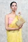 Buy_THE TAN CLAN_Gold Hand Embroidery Glitz Silk Clutch _at_Aza_Fashions