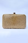 THE TAN CLAN_Gold Hand Embroidery Glitz Silk Clutch _Online_at_Aza_Fashions