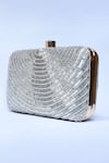 Buy_THE TAN CLAN_Silver Hand Embroidery Glitz Silk Clutch_Online_at_Aza_Fashions