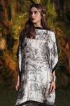 The Long iLand_Black Habutai Printed Forest Round Dress  _Online_at_Aza_Fashions