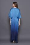 Shop_Angry Owl_Blue Modal Satin Patchwork Sequin V Neck Embellished Owl Ombre Kaftan _at_Aza_Fashions