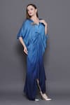 Shop_Angry Owl_Blue Modal Satin Patchwork Sequin V Neck Embellished Owl Ombre Kaftan _Online_at_Aza_Fashions