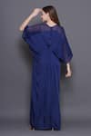 Shop_Angry Owl_Blue Modal Satin Patchwork Sequin Round Neck Embellished Draped Kaftan _at_Aza_Fashions