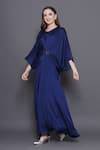 Shop_Angry Owl_Blue Modal Satin Patchwork Sequin Round Neck Embellished Draped Kaftan 