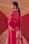 Jigar Mali_Pink Organza, Chanderi Cut Work, Sequins, Zardozi Embroidered Kurta Sharara Set _Online_at_Aza_Fashions