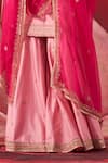 Buy_Jigar Mali_Pink Organza, Chanderi Cut Work, Sequins, Zardozi Embroidered Kurta Sharara Set 