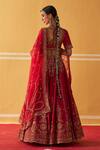 Shop_Jigar Mali_Maroon Chanderi Sequins, Zari, Embroidery Sweetheart Neck Bridal Lehenga Set _at_Aza_Fashions