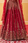 Buy_Jigar Mali_Maroon Chanderi Sequins, Zari, Embroidery Sweetheart Neck Bridal Lehenga Set _Online_at_Aza_Fashions